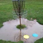 disc golf basket rain water