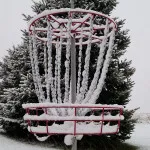 disc golf basket snow winter